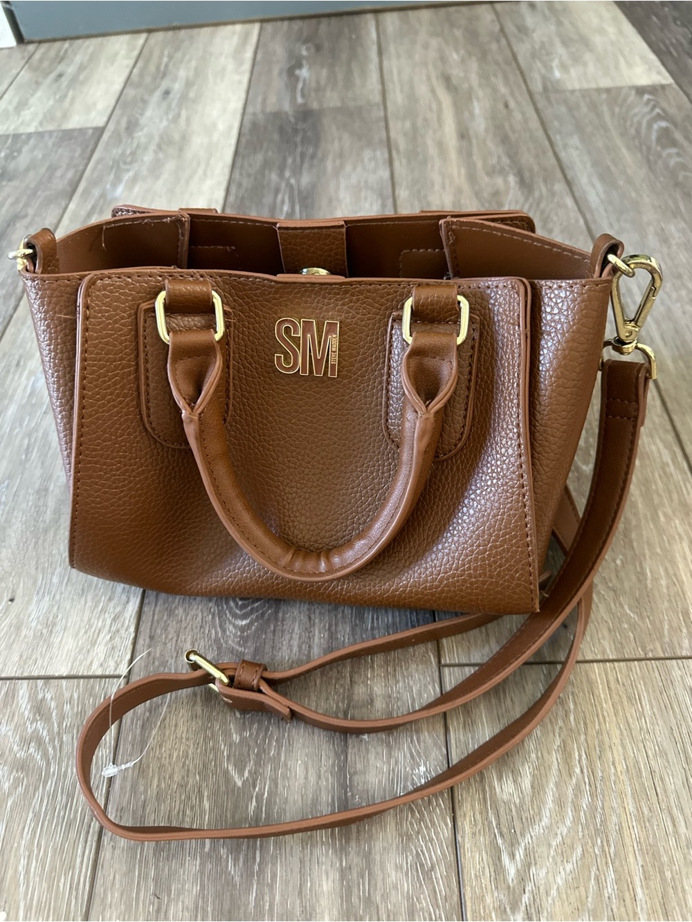 Steve Madden Brown Pebbled Faux Leather Satchel
